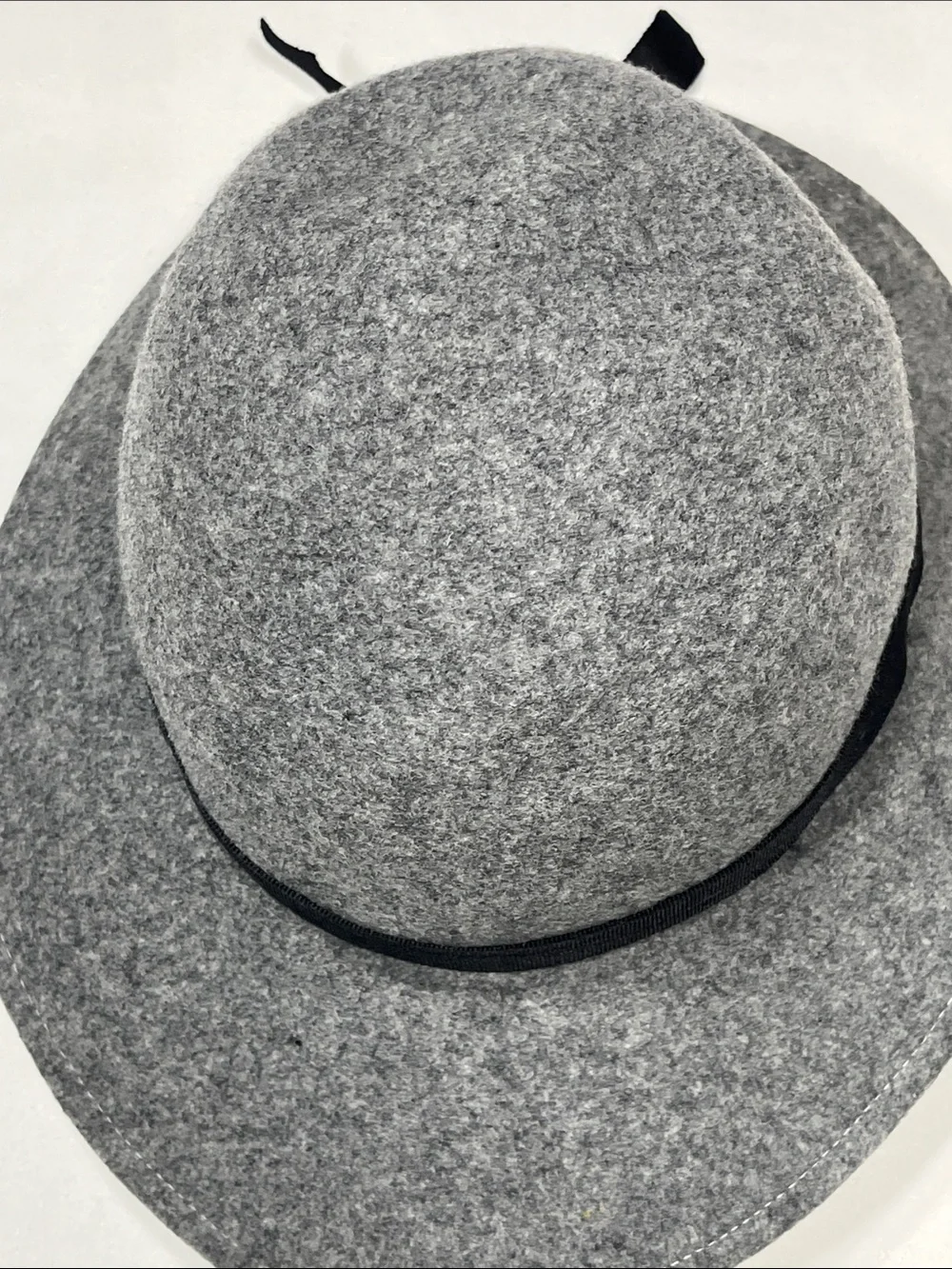 Vintage Lancaster Gray Wool Felt Wide Brim Hat Black Ribbon USA